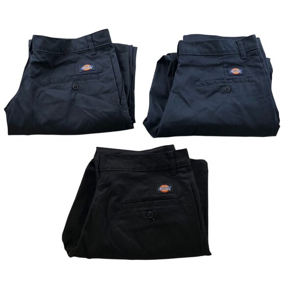 Dickies Womens Dress Pants Size 12P Lot Of Three Workwear Straight Relaxed Black - Picture 1 of 16